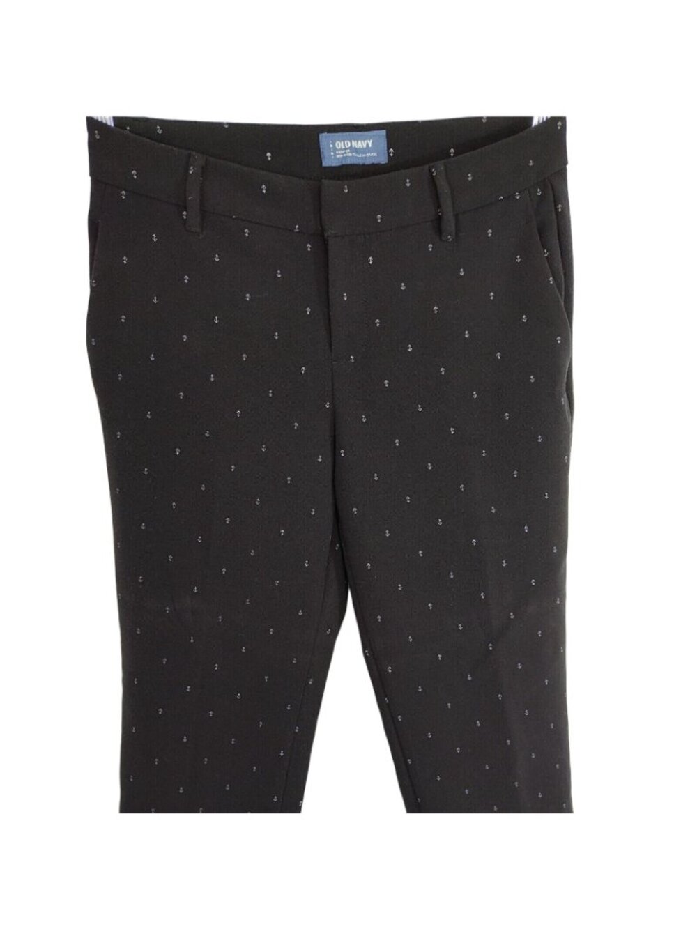 Old Navy Black Harper Mid-Rise Pants Ankle Crop Women Size 4 Nautical Anchor - Picture 2 of 9